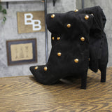 A New Day Womens Justice Boots Faux Suede Studded 94568940 Jet Black / Gold 6.5M
