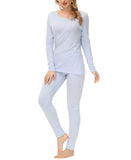 Ink+Ivy Womens 2pc Shirt Pants Loungewear Set IIW16133S Artice Ice Blue S