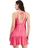 Miken Juniors Tiered Dress Swim Cover Up I9672P544 Hot Pink Lurex Stripe XS