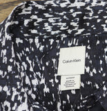 Calvin Klein Womens Satin Button Up Belted Dress 44C060G Inkwell Blue Multi XL
