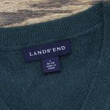 Lands' End Mens V-Neck Cashmere Sweater Vest 1670419407d2c4 Green L