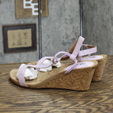 Style & Co. Womens Mulan Faux Suede T-Strap Wedge Sandals MULANF Purple 9M