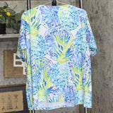 Alfred Dunner Print Short Sleeve Rope Accent Neckline T-Shirt Blue Multi 1X