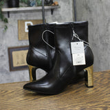A New Day Sienna Low-Shaft Heeled Boots 94637417 Black / Gold 8.5M