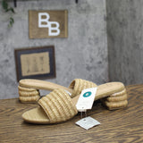 A New Day Fay Raffia Block Heel Slide Sandals 94834807 Natural Brown 9M
