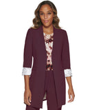 Calvin Klein Womens Roll Sleeve Open Front Blazer Jacket S27JL165 Aubergine 2