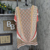 rue21 Womens Patterned Knit Stretch Tunic Shirt Top Brown Red Multi L