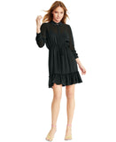 Bar III Womens Tie Front Petite Ruffled Mini Dress Black PL