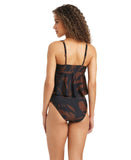 Bar III Breeze Fly Away Over-the-Shoulder Tankini Swim Top Java Brown / Black M