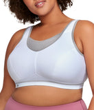 Glamorise Womens No-Bounce Camisole Elite Sports Wirefree Bra White / Gray 50D