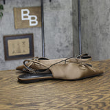 A New Day Womens Camille Satin Slingback Bow Flats 94648296 Brown 9M