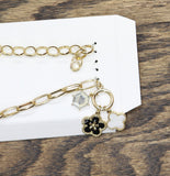 Catherine Malandrino 2 Pack Faceted Charm Chain Link Bracelets Gold Multi 7.5"