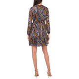 MSK Paisley Print Tiered Babydoll Metallic Chiffon Dress Black / Navy Multi PL