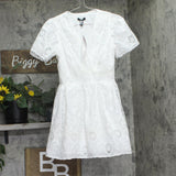 Aqua Womens Embroidered Lace V-Neck Mini Dress IDO14420 White S