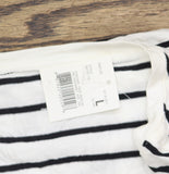 Motherhood Maternity Sleeve Side-Ruched Maternity T-Shirt White Black Stripe L