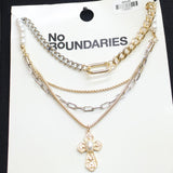 No Boundaries Pearl Pendant Necklace Set Gold / Silver Gray 18" + 3" 16" + 3"