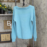 Unbranded Womens Rolled Neck Long Sleeve Sweater Blue See Measurements