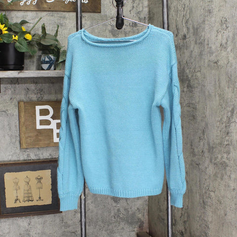 Unbranded Womens Rolled Neck Long Sleeve Sweater Blue See Measurements
