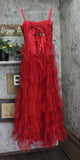 Blondie Nites Juniors Mesh Tiered Spaghetti Strap Gown Dress 4637BN Red 15