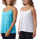 32 Degrees Cool Womens 2-Pack Lightweight Top Cami Heather Teal / White XL