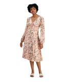 Tinsel Juniors V-Neck Scallop Lace-Trim Floral print Midi Dress Pink Multi M