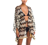 Ramy Brook Womens Mckala Chevron Cover Up Mini Dress Neutral Black Gold XS