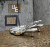 INC International Concepts Womens Capeka Slingback Pumps Silver Crinkle Gray 9M