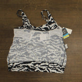 Swim Solutions Shirred Neck Blouson Underwire Tankini Swim Top Black Multi 16W