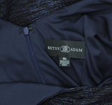 Betsy & Adam Womens Long Metallic Cape Gown Dress Evening Navy Blue / Royal 16