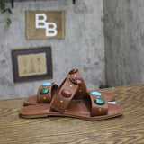 Universal Thread Sarai 2-Band Stone Stud Slide Sandals 94822821 Brown 7M