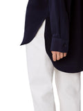 Calvin Klein Womens Woven Relaxed V-Neck Blouse 44B952G Baritone Blue S