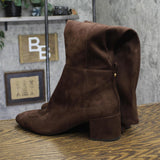 Michael Michael Kors Block Heel Riding Boot with Side Zip Mocha Brown 11M
