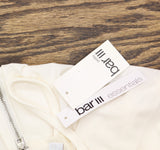 Bar III Womens Petite Zip Back Top Bright White PS