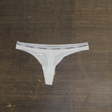 Calvin Klein Womens Cotton Modern Logo Thong QD5043 White S