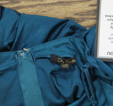 City Studios Juniors Draped Sleeveless Satin Fit Flare Dress Teal Blue Green 7/8