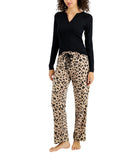 Jenni Womens Split-Neck Pajama Top 100154890MS Black L