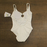 Michael Michael Kors Womens Crepe Solids Scoop Neck One Piece Swimsuit White 4