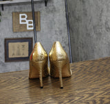 Katy Perry Womens Revival Bow Pointed Toe Pumps KP2947 Gold Yellow 5.5M