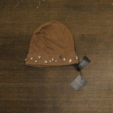 Charter Club Embellished Cashmere Beanie with Cuff Warm Praline Heather Brown
