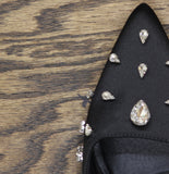 A New Day Womens Katia Heels Mule Satin Tear Drop Rhinestone 94663380 Black 7.5M