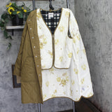 Woolrich X TGT Quilted Jacket Parka with Detachable Floral Vest Olive Green XL