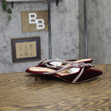 A New Day Womens Gwen Rhinestone Bow Heels Velvet 94656735 Burgundy Red 6M