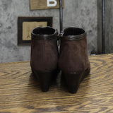 Laura Ashley Womens Suede Wedge Heel Booties 1673e44b64d581 Brown 6.5M