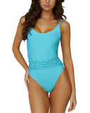 PQ Womens Beaded Brynn One-Piece Swimsuit KAI-5014P Blue M