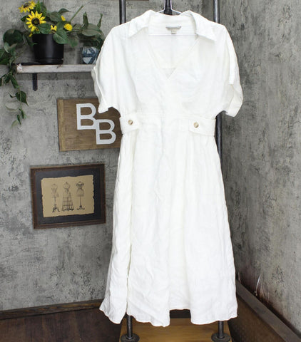 Banana Republic Womens Sedona Linen Dress 579133 White S