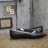 A New Day Womens Valentina Pointed Toe Buckle Ballet Flats 94462478 Black 6.5M