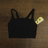 All In Motion Soft Light Support Rib Squareneck Cropped Sports Bra Black S
