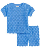 First Impressions Baby Boys Checkered Terry T-Shirt & Shorts Blue Bay 12M