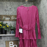 City Studios Juniors Pleated Bell-Sleeve Dress 2389MZ8AT1 Magenta Pink XL