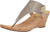 White Mountain All Good Women's Cork Wedge Sandal Light Gold / Glitter 7.5M